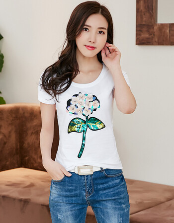 女士女装短袖t恤女春季打底衫2018夏t血新款春装上衣韩版 一枝花(白)