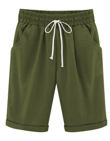 肥加大码五分裤女夏宽松薄款中裤学生运动短裤胖mm200斤休闲裤 军绿色