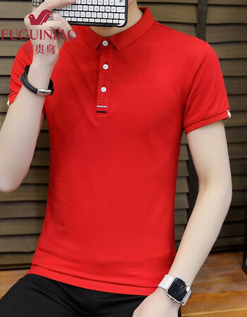 男短袖 2018夏季新款男装半袖体恤打底衫男翻领polo衫白色上衣服 红色