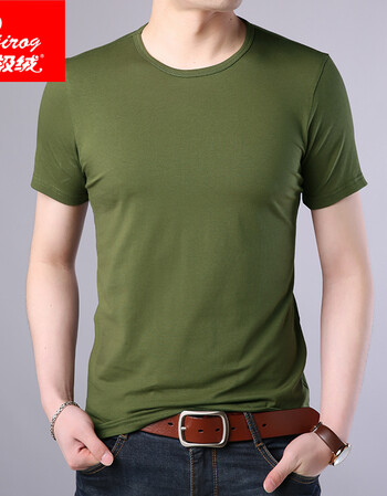 t恤男短袖夏季新款单色简约汗衫男士百搭棉吸汗体恤衫 byt92517绿色