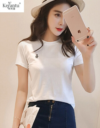 珂梵图欧洲站夏装韩范流行潮 百搭显瘦简约上衣服 丅恤女装丅恤女短袖