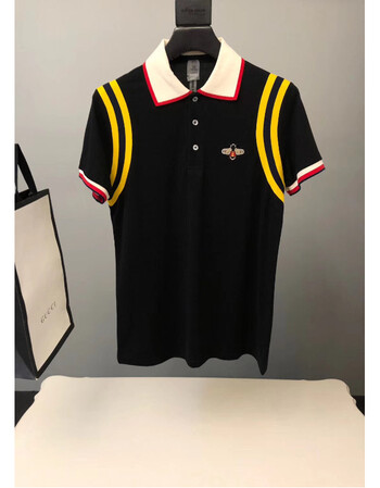 polo衫男短袖潮牌夏装刺绣小蜜蜂修身polo衫士翻领衫短袖t恤保罗风