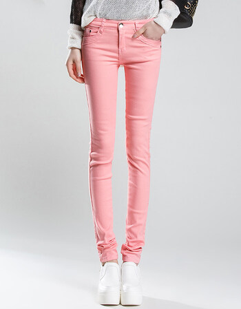 女裤糖果色休闲裤女长裤夏外穿打底裤显瘦修身春季小脚铅笔裤 粉色 33