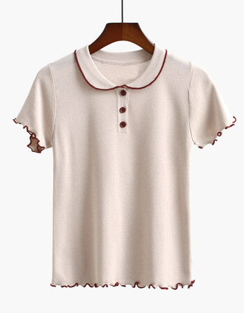 软妹春季针织打底衫女短款春装2018新款上衣韩版套头修身短袖t恤 杏色