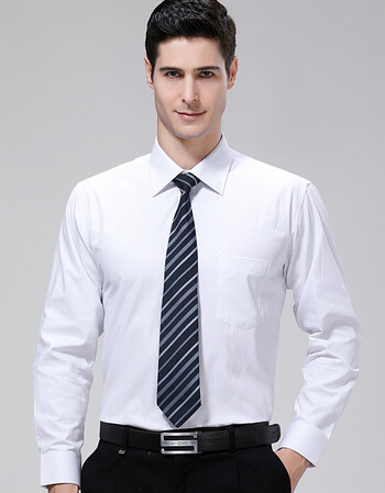 店2018春季新品男士长袖衬衫男纯棉免烫商务休闲职业上班正装白衬衣