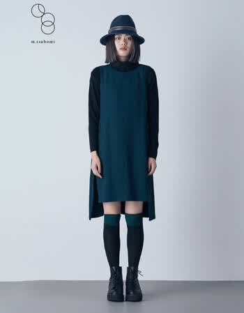 子苞米m.tsubomi 羊毛混纺无袖连衣裙女 青色平纹 42