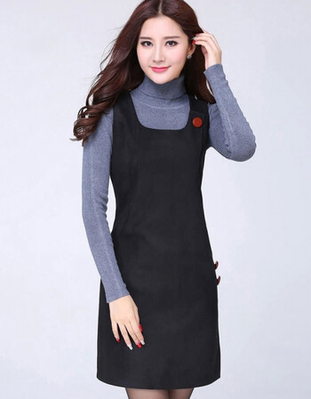 新款连衣裙无袖背心裙大码女春秋冬季打底坎肩马甲裙 1099 黑色 4xl