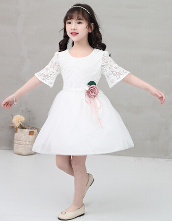 小学生15中大童7-8岁女童夏季公主连衣裙9小女孩夏装10儿童12 白色