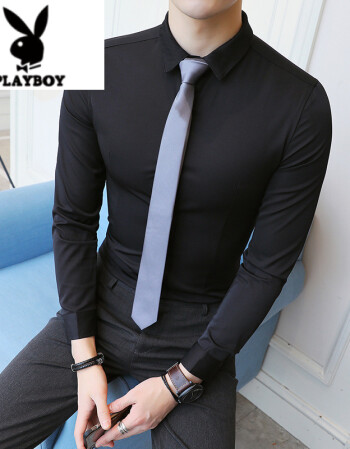 简单工作服衬衫送领带p40 黑色 s