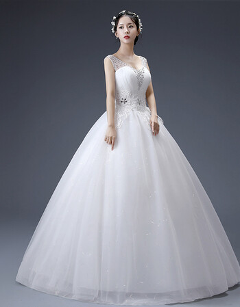 婚纱礼服18新款新娘结婚时尚v领双肩齐地婚纱梦幻简约修身显瘦 白色 s