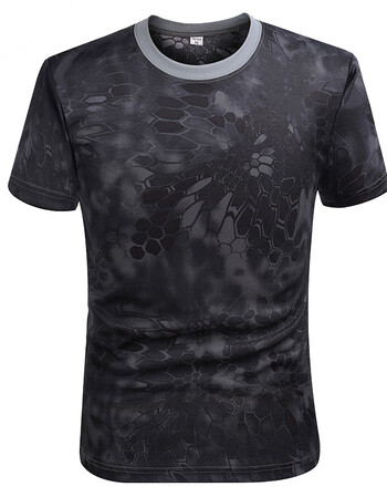 夏季运动户外军迷t恤速干衣男短袖大码吸汗快干宽松薄款健身衫男 黑色