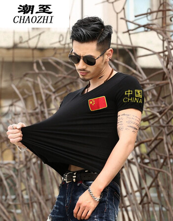 圆领胸前国旗黑色 2xl