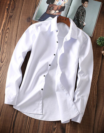 秋季白衬衫男士长袖修身韩版潮流休闲保暖衬衣青少年学生打底寸衫 加