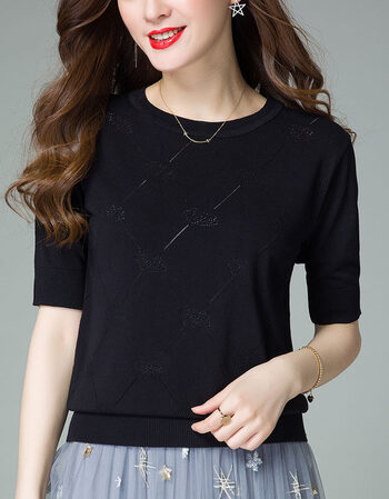 冰丝t恤衫女短款2018夏装新款半袖百搭打底衫体恤短袖韩范上衣服 黑色