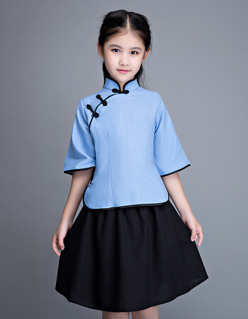 民国学生装儿童校服班服舞台演出服女童古筝影楼五四青年合唱表演fjm