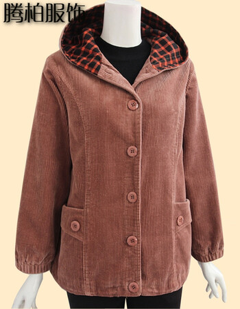 春夏新款 妈妈装条绒外套春秋新款女上衣茄克衣服中老年女装灯芯绒