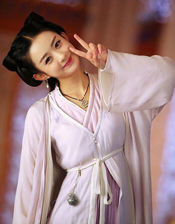 皙秀花千骨白浅古装襦裙长裙女童拖尾白汉服演出服 粉红色 花千骨 xl