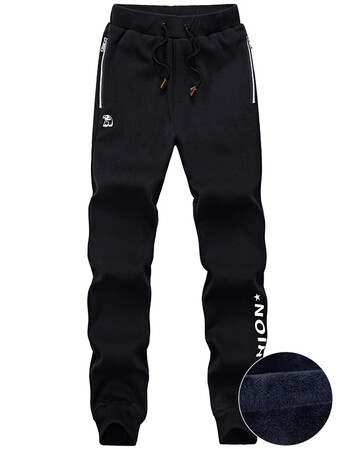 运动裤男小脚收口松紧带加绒加厚卫裤男宽松针织休 16017黑色【加绒款