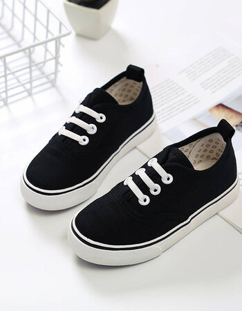 童鞋儿童帆布鞋春夏一脚蹬宝宝鞋男童女童休闲小白鞋时尚布鞋 黑色 37