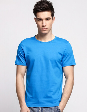 短袖t恤男新款圆领竹纤维夏装半袖运动棉体恤圆领polo衫 军蓝y006圆领