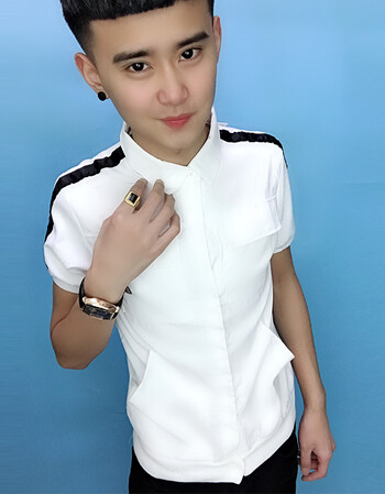 sindydell潮牌精神小伙半截短袖t恤男快手网红同款社会人潮流翻领2018