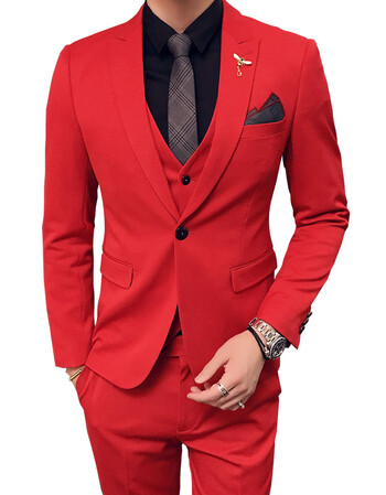 西服套装男士三件套商务正装秋季小西装韩版修身伴郎新郎结婚礼服