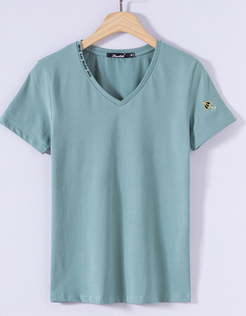 韩版v领纯棉短袖t恤女修身体恤半袖上衣服白色汗衫潮夏季清凉 青色