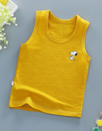 儿童背心棉竹节棉婴儿宝宝夏薄款打底跨栏背心男童女童棉背心 黄色 80