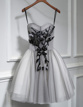 宴会小礼服2018新款伴娘服短款生日聚会公主蓬蓬裙女红毯晚装灰色 浅