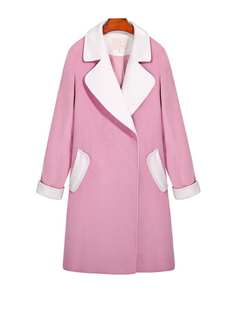 公主大码女装女胖mm2018春装新款200斤毛呢外套仙女胖呢子大衣 紫粉色