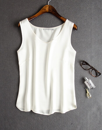 春夏打底吊带衫 100重磅桑蚕丝上衣大码宽松无袖真丝背心女 白色 2xl