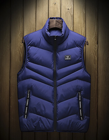 季马甲男外套修身加厚马夹韩版潮流学生保暖背心 深蓝色 xxxxl