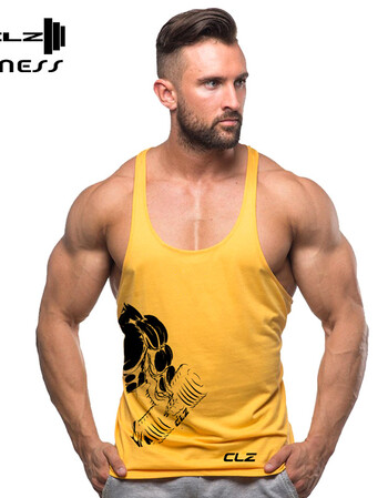 健身背心男肌肉宽松吊带工字训练潮欧美风跨栏健美运动坎肩 黄色2 xl