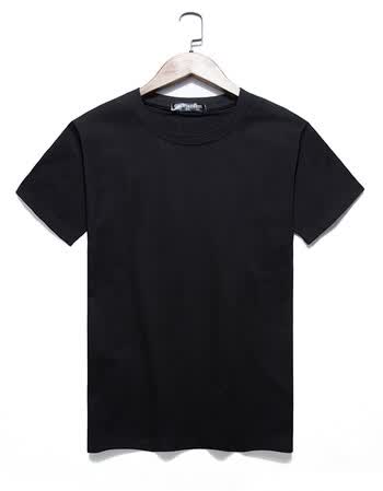 夏季大码男短袖t恤印字纯棉打底衫体恤队服工作服广告衫 黑色 3xl