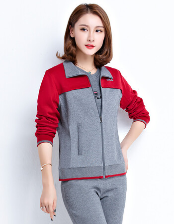 安踏新款李宁特步贵人鸟乔丹大码女式运动服套装秋季妈妈装三件套休闲