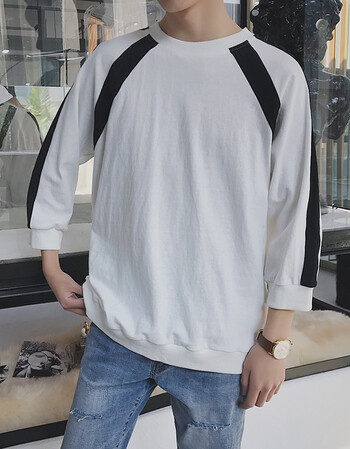 九分袖男t恤韩国学生八分袖韩版男士bf风短袖体恤宽松简约ulzzang