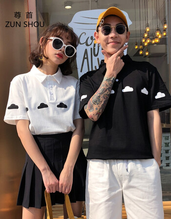 polo衫男夏季情侣印花棉短袖男生女生学生班服青年舒适个性潮上衣服