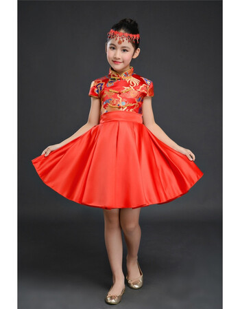 渡中国风儿童表演服女童公主裙小学生合唱服幼儿舞蹈服合唱团演出服lj