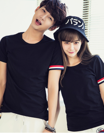 夏季情侣t恤男女短袖韩版学生情侣装春装2018新款潮夏装情侣款 黑色