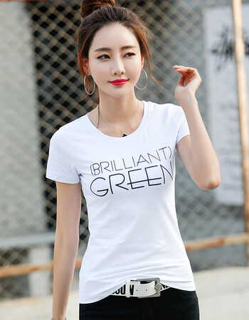 古莱登2018夏季女装纯棉紧身短袖t恤女上衣服夏天白色半袖体恤打底衫