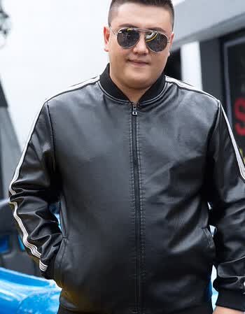 潮牌花花公子贵宾大码肥佬大码男装胖子夹克秋冬新款皮衣男加肥加大肥