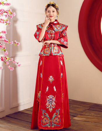 秀禾服新娘2018夏季新款中式婚纱礼服嫁衣凤冠霞帔结婚古装敬酒服 七