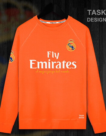 madrid皇马主场球衣西甲连帽卫衣薄款男装套头02 薄款圆领橙色 xs 30