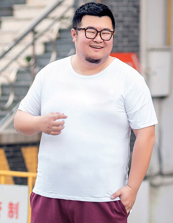 派尼美特夏季加肥加大码t恤男胖子肥佬莫代尔男士高弹短袖v领t恤薄款