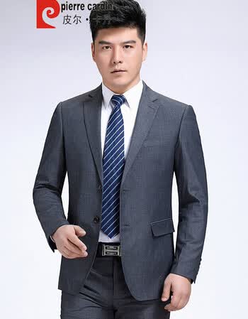 皮尔卡丹男装官方旗舰店2018中青年职业装纯色商务职场正装西装套装