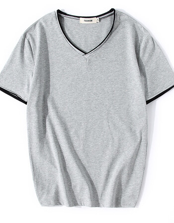 夏季纯棉男士短袖t恤圆领纯白半袖学生修身薄款吸汗打底汗衫体恤 灰色