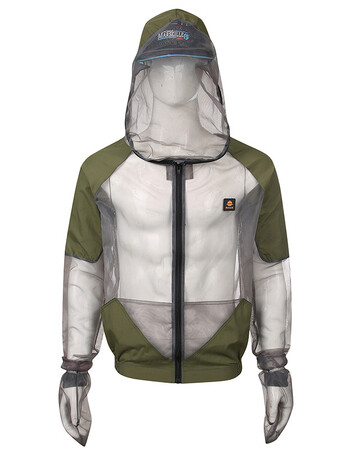 潮牌户外防蚊虫钓鱼服装男夏季镂空速干透气连帽钓鱼防虫防蚊服套装