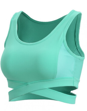 健身运动内衣女bra背心式高强度震文胸聚拢瑜伽美背胸衣 淡绿色 l