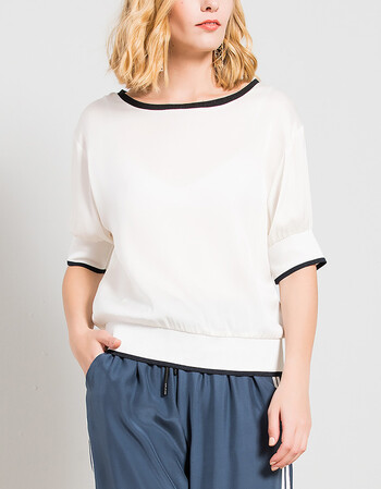 全店满三免一短袖t恤女装春夏装新款2018韩版宽松上衣白色短款撞色