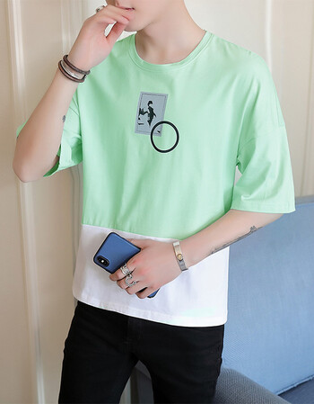 唯 美邦盟新款男士休闲短t 圆领青时尚男装纯棉t恤官方旗舰店 豆绿色